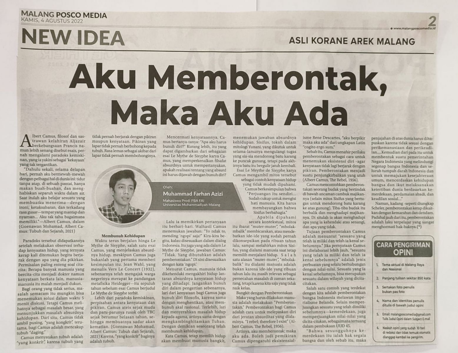 Aku Memberontak, Maka Aku Ada - Malang Posco Media - UMM Dalam Berita ...